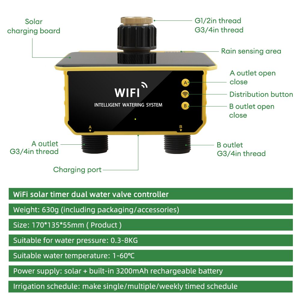 WiFi Solar Timer Dual Water Va - đánh giá và giá Timer Dual Outlet
